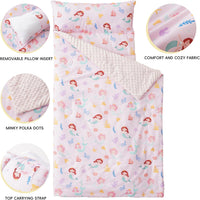 Bunnikins & Clover Toddler Nap Mat with Removable Pillow - Pink Mermaid - image 2