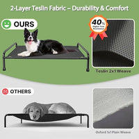 Raised Dog Bed, Outdoor Dog Bed for Dogs, Cooling Elevated Pet Cot, Durable and Sturdy Pet Bed, Waterproof Mesh Cover Raised Metal Frame, Non Slip, Black