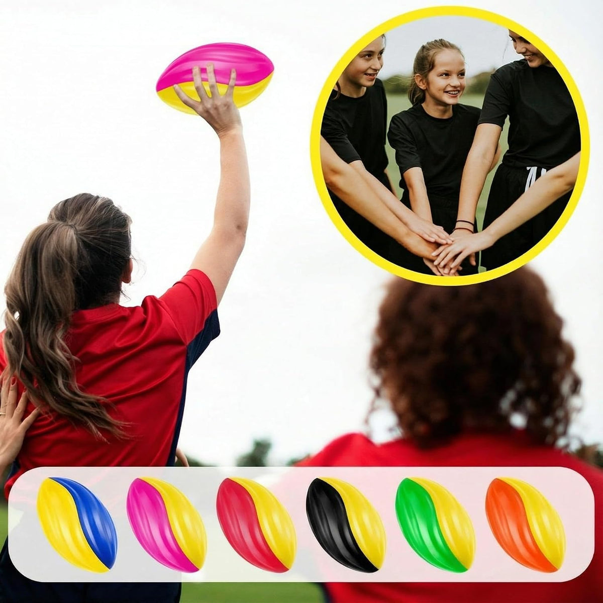 Jerify mini foam footballs for kids, 12 soft 5 inch spiral balls in 6 two-tone colors - view 13