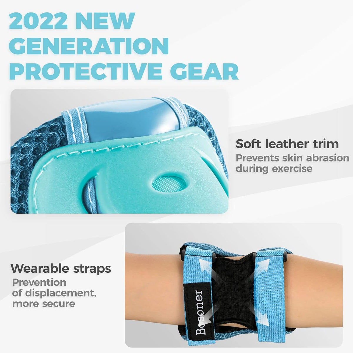BOSONER knee pads for kids set with elbow pads and wrist guards - view 22