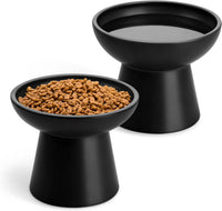 vancasso 2-Pack 6.2" Wide Elevated Cat Bowls - Black / Food & Water Bowl Set