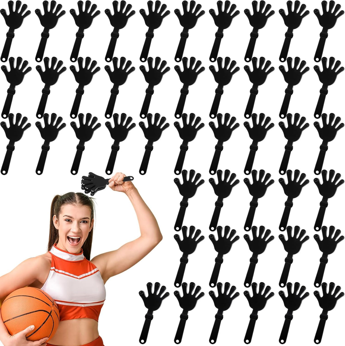 Junkin purple and white plastic hand clappers noisemakers, 48 pack - view 4