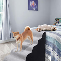 Dog Stairs&Steps for High Beds Up to 28'', 5-Step Dog Ramp for Small Medium Dogs with Washable Cover, Pet Steps for Cats to Get on Couch and Sofa, Durable Foam Ladders, 24.4" Tall, Grey