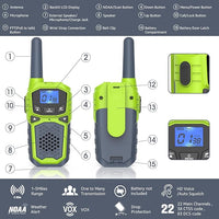 Walkie Talkies for Kids,Long Range 2 Way Radio 22CH VOX,Birthday Gift,Family Walkie Talkie for Camping Hiking Indoor Outdoor，Toys Gifts for 6-12 Years Old Boys Girls（No Batteries）