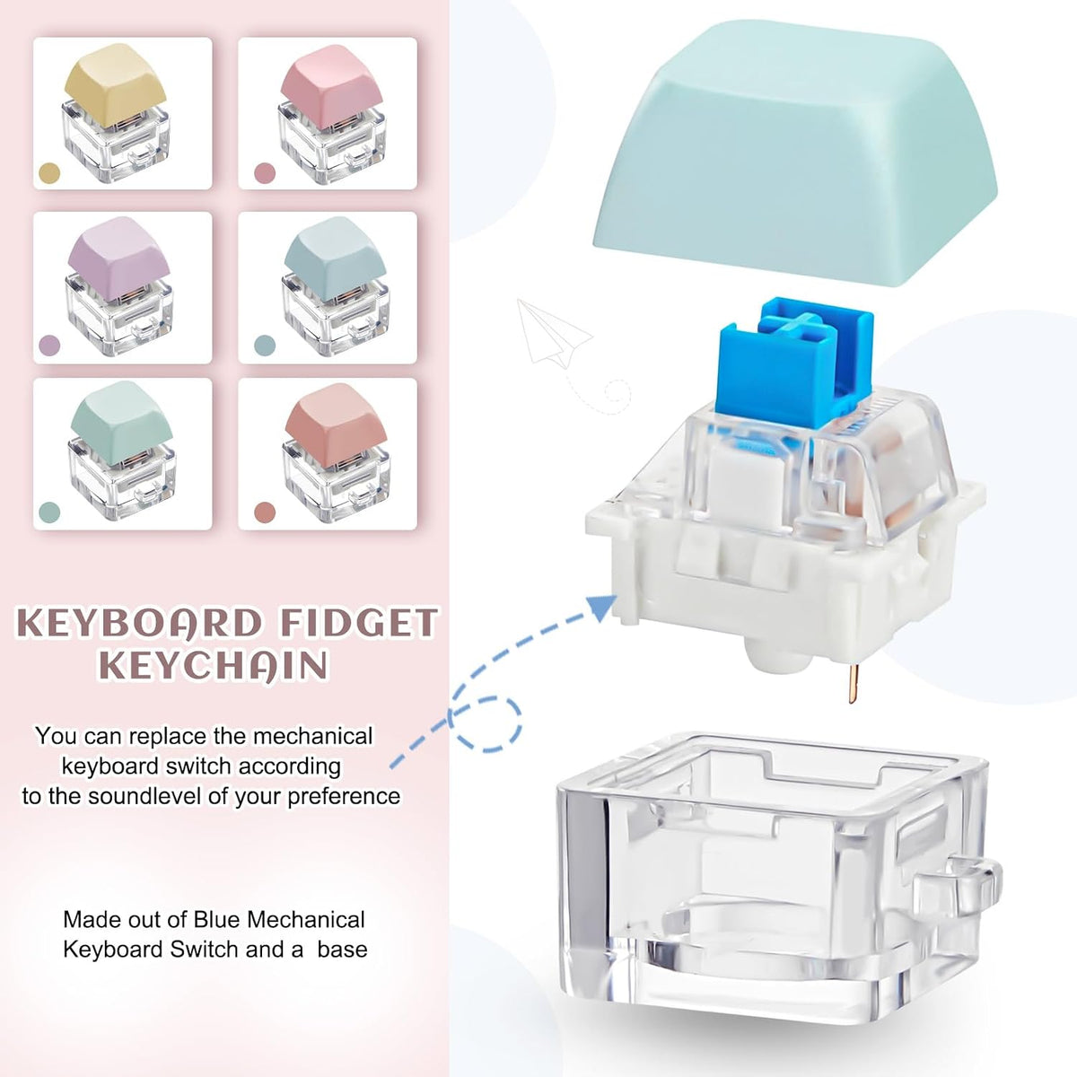 6 Pcs Keyboard Fidget Toy Keyboard Fidget Keychain - Macaron / Classic / 6 - image 4