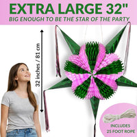 Mexican Piñata, Christmas Pinata - Pink & Green 32" - image 2