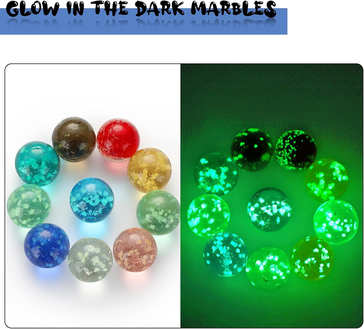 Gejoy 100 glow in the dark glass marbles in ten colors, 0.47 inch - view 11