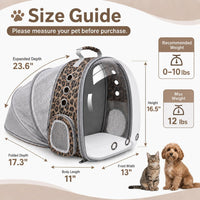 Expandable Cat Carrier Backpack with Bubble Window - Leopard Print - image 2