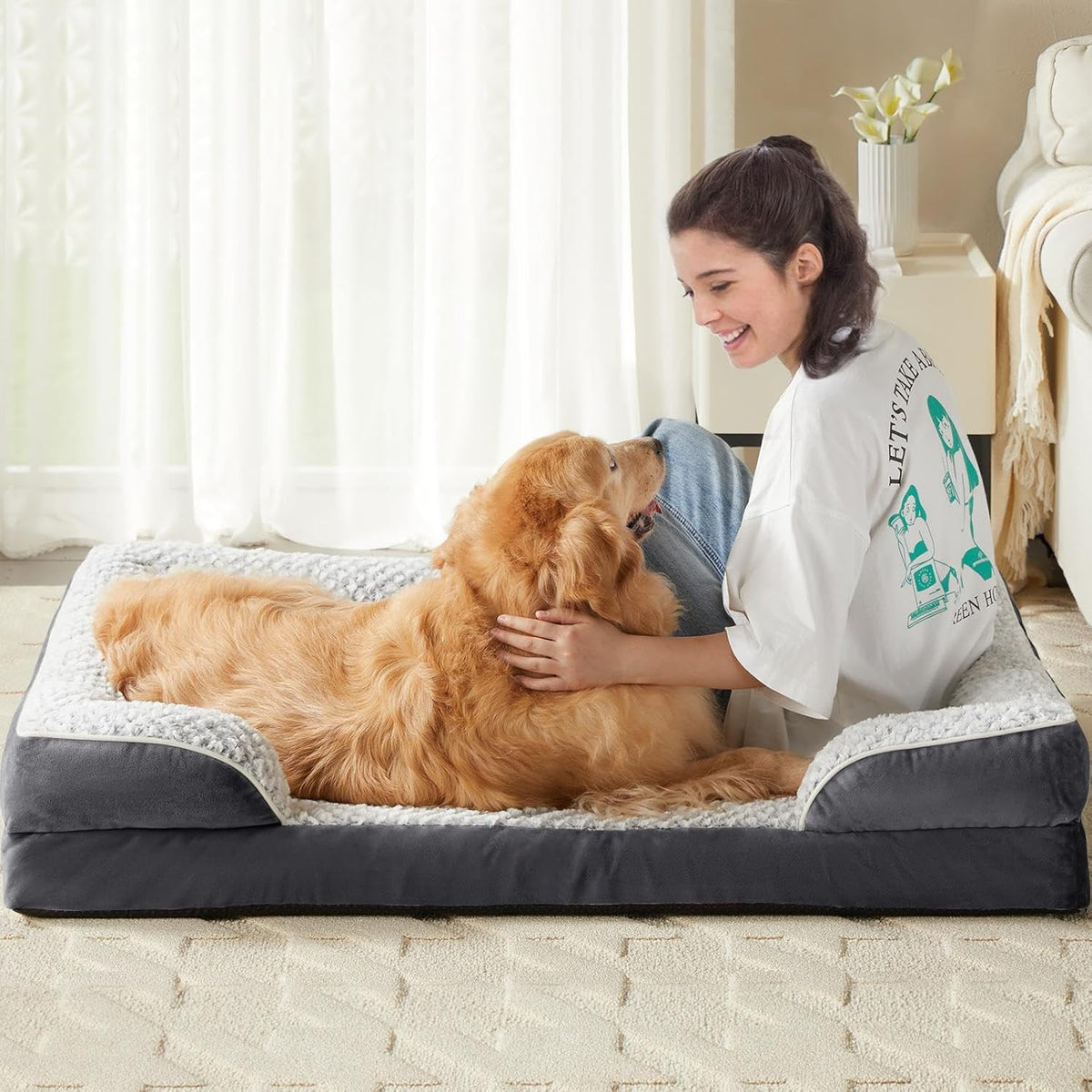 Washable Orthopedic Dog Bed - Deep Grey / 36"L x 27"W x 6.5"Th - image 4