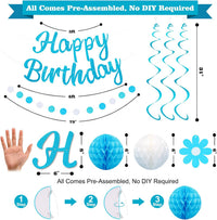 YEOCU Birthday Decorations - Blue&while / Flower - image 4
