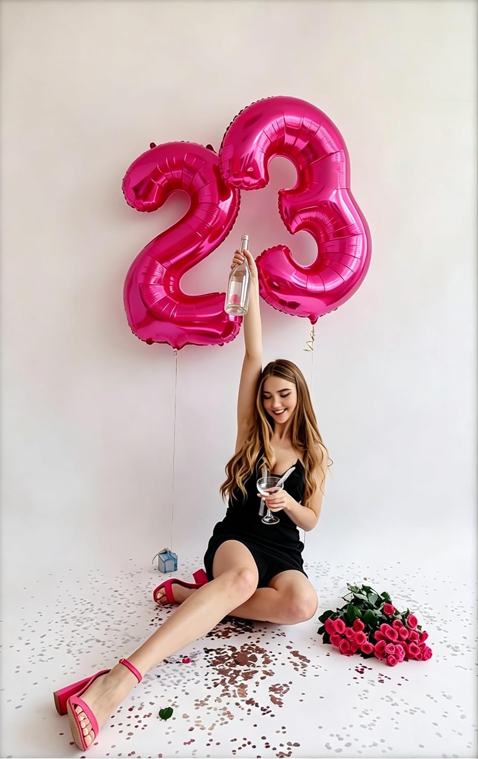 Number Balloons 1st Birthday Decorations - Hot Pink / Number 5 - image 2