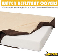KOPEKS Jumbo Orthopedic Dog Bed - 7-inch Thick Memory Foam Pet Bed with Pillow with Removable Cover & Free Waterproof Liner - for Large Breed Dogs, XL, Brown-Plush Top