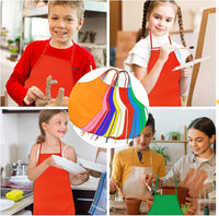 PLULON 8 Pcs Colorful Apron Kids Aprons for Painting Cooking Art Smock – Fun for Kids & Family - Red / 30 - image 3