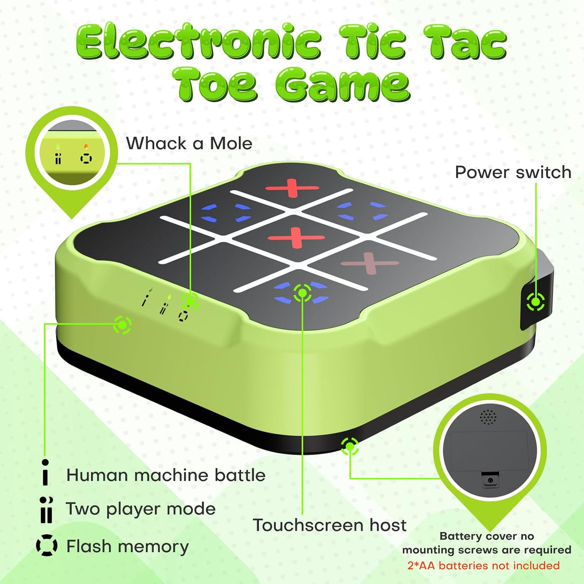 Bacare Tic Tac Toe Bolt handheld electronic game with lit-up grid - view 11