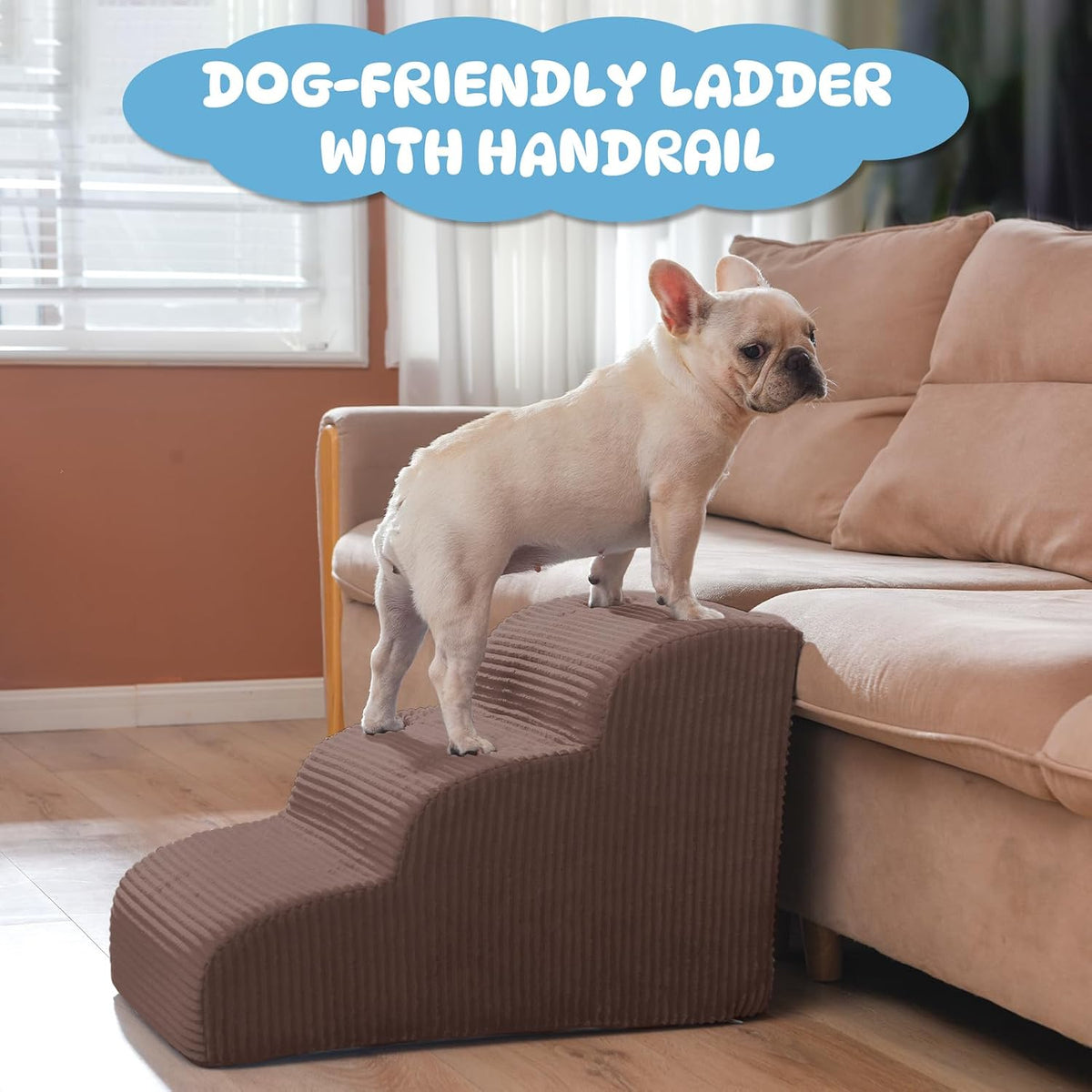 4 Step Dog Stairs Pet Ramp for High Beds, Sofas and Cars – Essentials for Dogs - Coffee / 3.0 / 3-Step 16"H - image 2