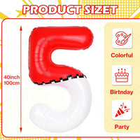 40 Inch Vibrant Spider-Themed Number Foil Balloons - Red+white / 5 - image 2