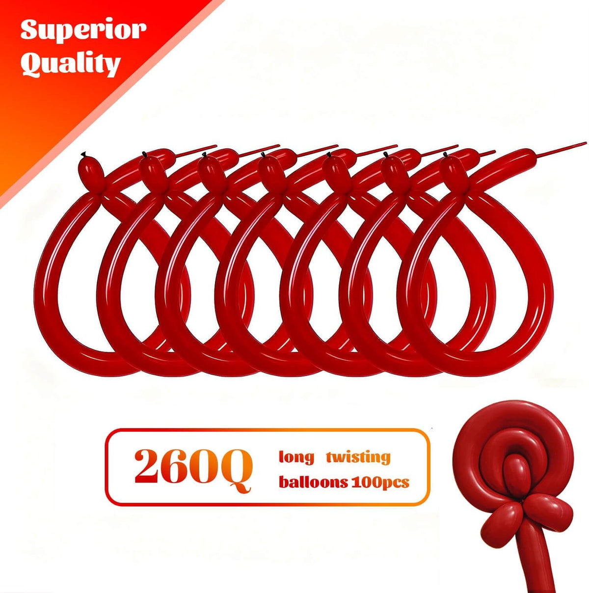 260 Clear Long Balloons for Animals - Garnet Red - image 2