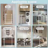 WAOWAO Triple Lock 49.21-66.54" Baby Gate Extra Wide Pressure Mounted Walk Through Swing Auto Close Safety White Metal Dog Pet Puppy for Stairs,Doorways,Kitchen