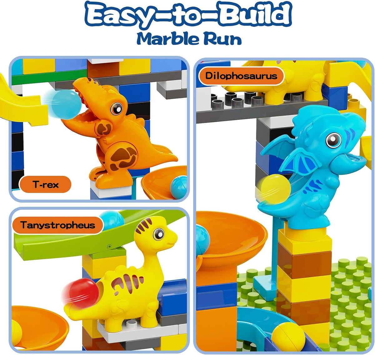Anpcso 128 piece marble run building blocks set with ring toss rings - view 9
