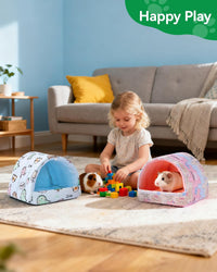 2 Pack Hamster Hideout Bed - Pink+Blue / 6*6in - image 3
