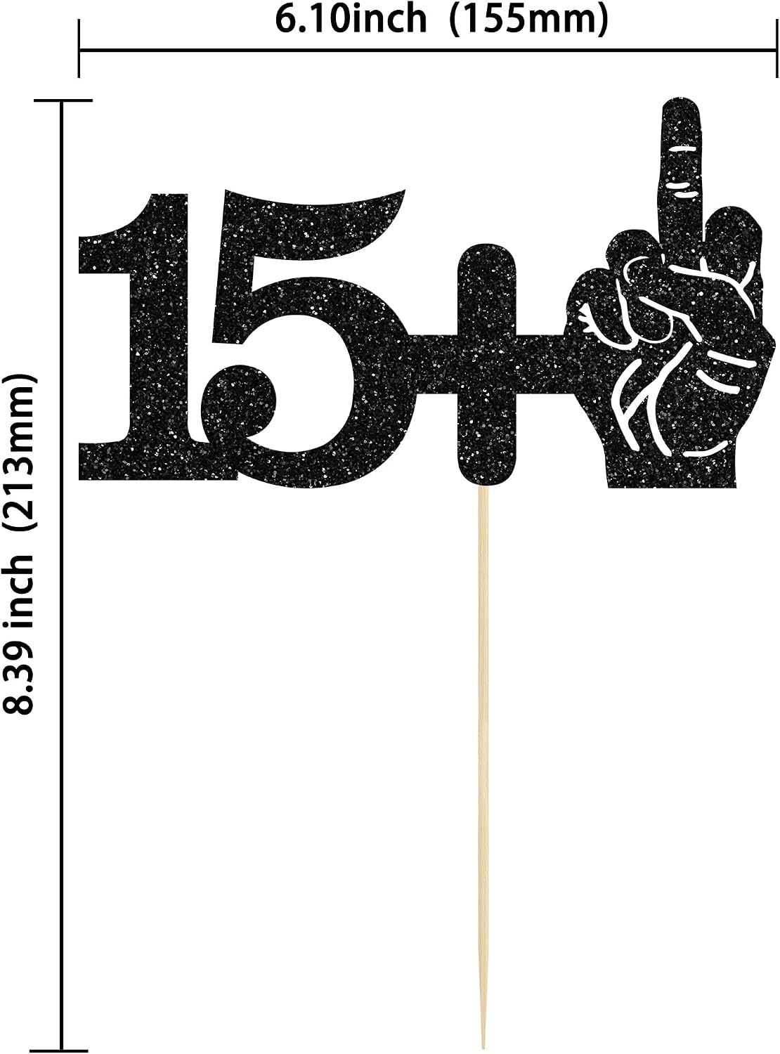 Ephlyn 1Pc 49+1 Black Glitter Cake Topper 50th Birthday Party Cake - 16th-1Pcs / Black - image 3