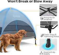 Veehoo Outdoor Dog Bed with Canopy, Cooling Elevated Pet Cot with Removable Shade, Non-Slip Feet, Raised Dog Cot for Large Dogs, Pet Tent Bed for Camping, Beach, XLarge, Grey, CWC2411
