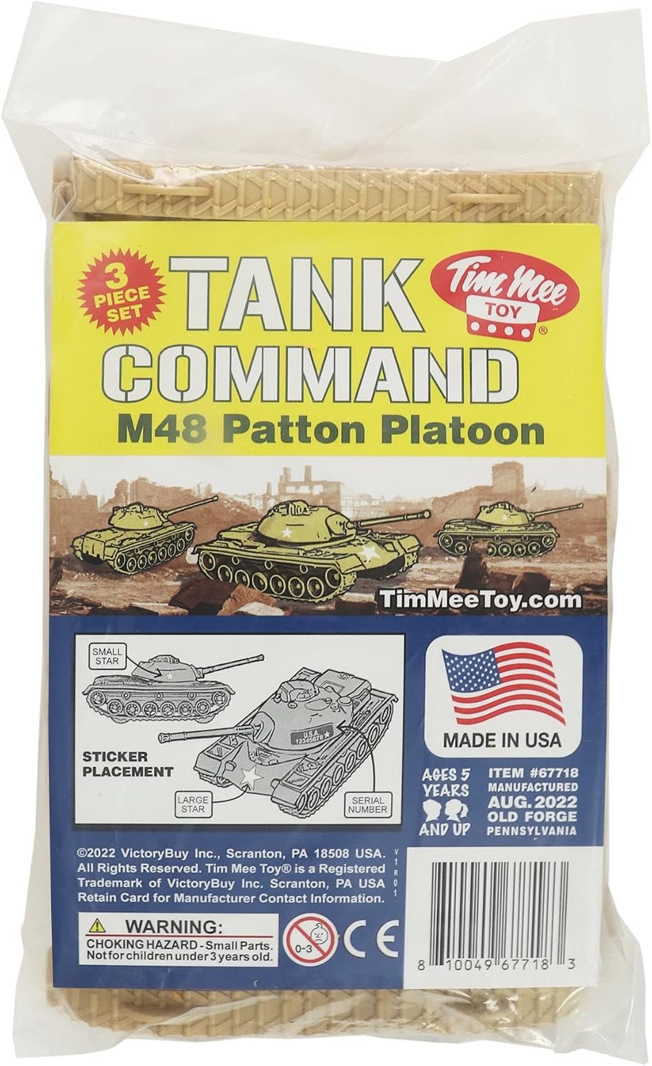TimMee Toy Tanks for Plastic Army Men, OD Green WW2 3pc - Tan - image 4