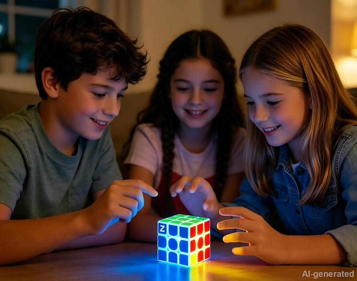 AMAZA blue glow in the dark 3x3 speed cube with frosted surface - view 3