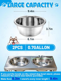 2Pcs 1.3 Gallons Food Grade Stainless Steel Large Dog Bowls – Essentials for Dogs - 0.7 Gallons - image 2