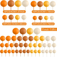 75 Pieces Cake Balls Topper Decorations Foam Cupcake Topper Mini - Orange Khaki Series - image 2
