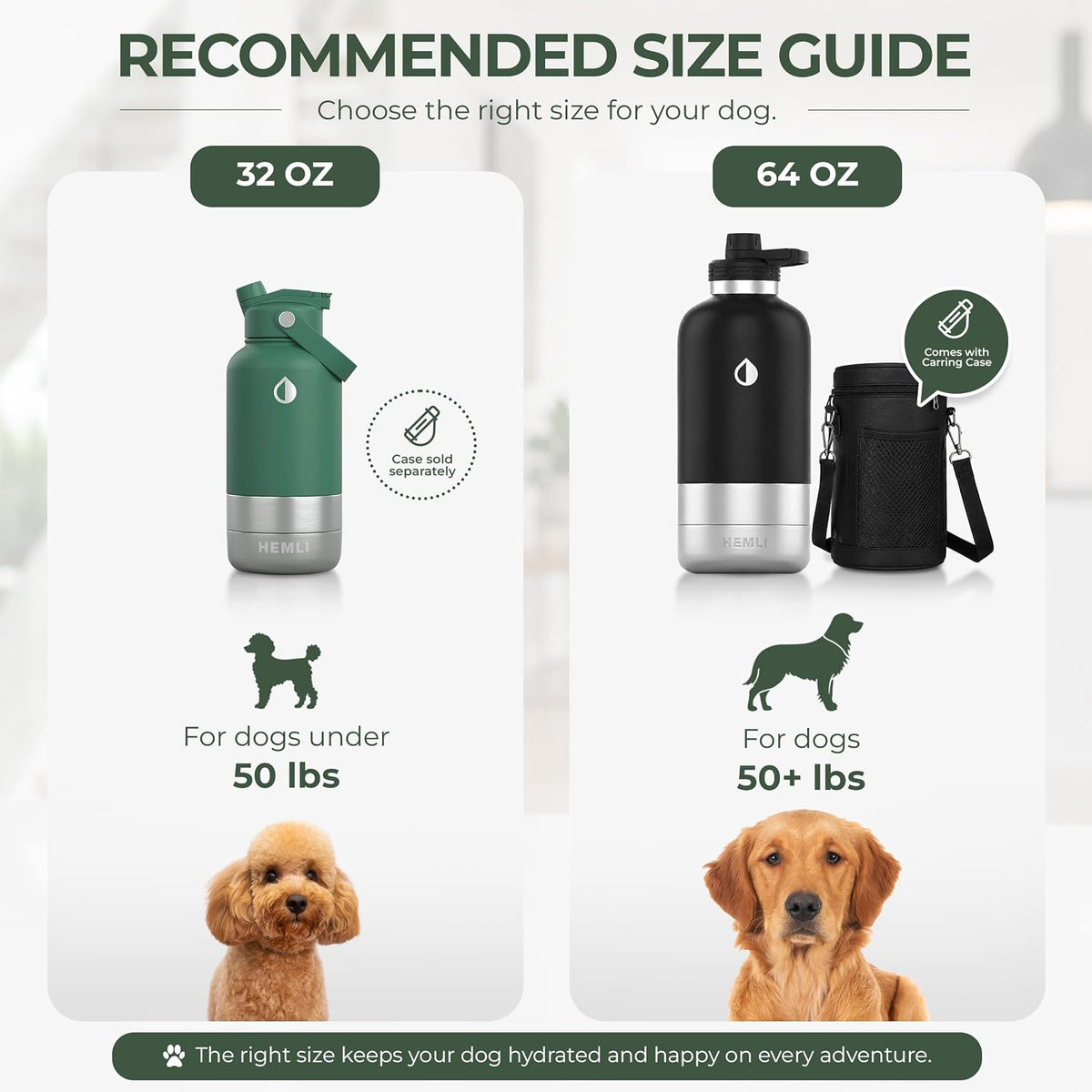 32 oz. Dog Water Bottle, Insulated Dog Travel Water Bottle - Forest Green / 32 oz - image 4