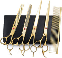 Professional Dog Grooming Scissors Set - 8 Inch (Pack of 5) / Gold
