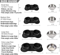 Dog Bowls Stainless Steel Bowls with No Spill Skid Resistant Silicone - Medium/24oz each - image 3