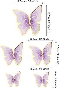 30Pcs 2D Waterproof Swallowtail Butterfly Cake Topper Transparent - Not Edible / Purplegold-new - image 2