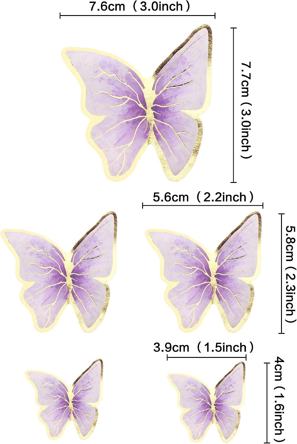 30Pcs 2D Waterproof Swallowtail Butterfly Cake Topper Transparent - Not Edible / Purplegold-new - image 2