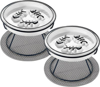 Ceramic Elevated Slow Feeder Cat Bowl, Anti Vomit - 2PCS Black