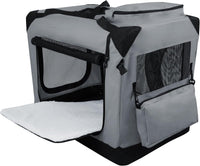 EliteField 3-Door Soft Dog Crate with Bed & Carrying Bag – Essentials for Dogs - Light Gray / 42.0"L x 28.0"W x 32.0"H - image 2