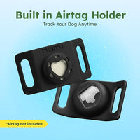 BugMD Paw Guardian Flea and Tick Prevention Pendant for Dogs with AirTag Holder | Plant-Powered Flea & Tick Control for Dog Collars Harnesses | Dog Tag with Air Tag Holder - Black