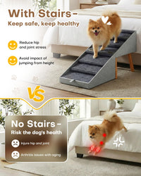 17" H Split Ottoman Dog Ramp for Couch - 21.06" H-Light Grey - image 3