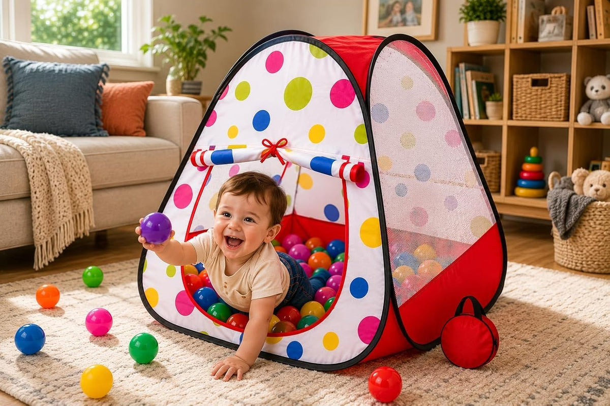 Kiddey kids play tent with 100 colorful balls, mesh windows and pop-up frame - view 3