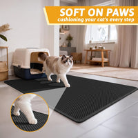 Pieviev Cat Litter Mat, Double-Layer Waterproof Litter Trap - Black / 47x36 Inch - image 4