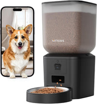 Automatic Cat Feeder for 2 Cats, Timed Cat Food Dispenser - Matte Black / Camera & WiFi-One Bowl