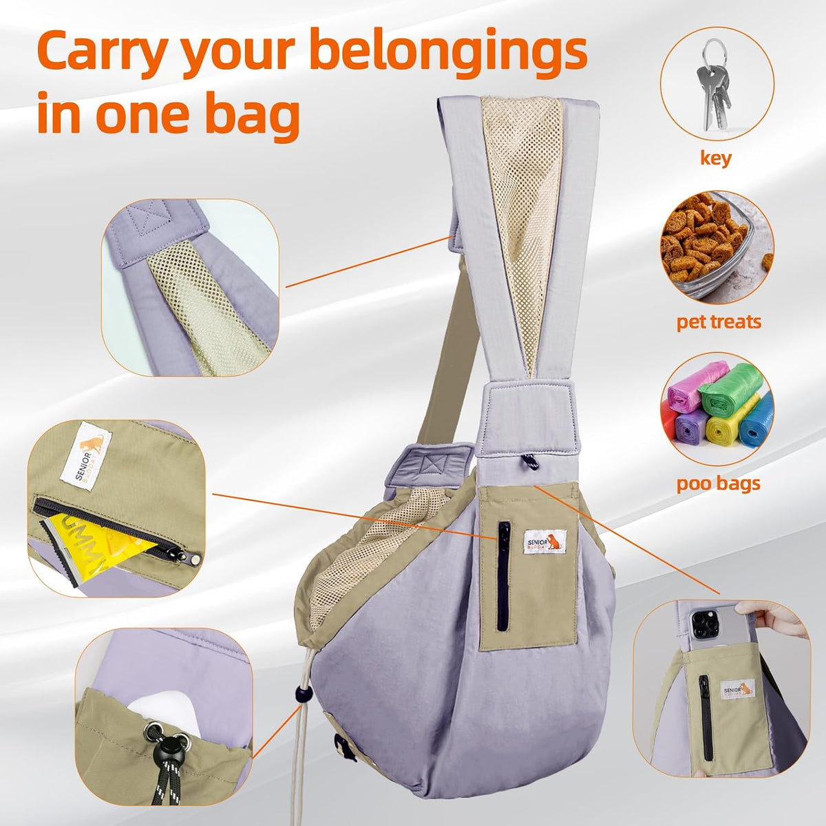 Dog Carrier Sling, Dog Carriers for Small Dogs Up to 20lbs - Purple - image 4