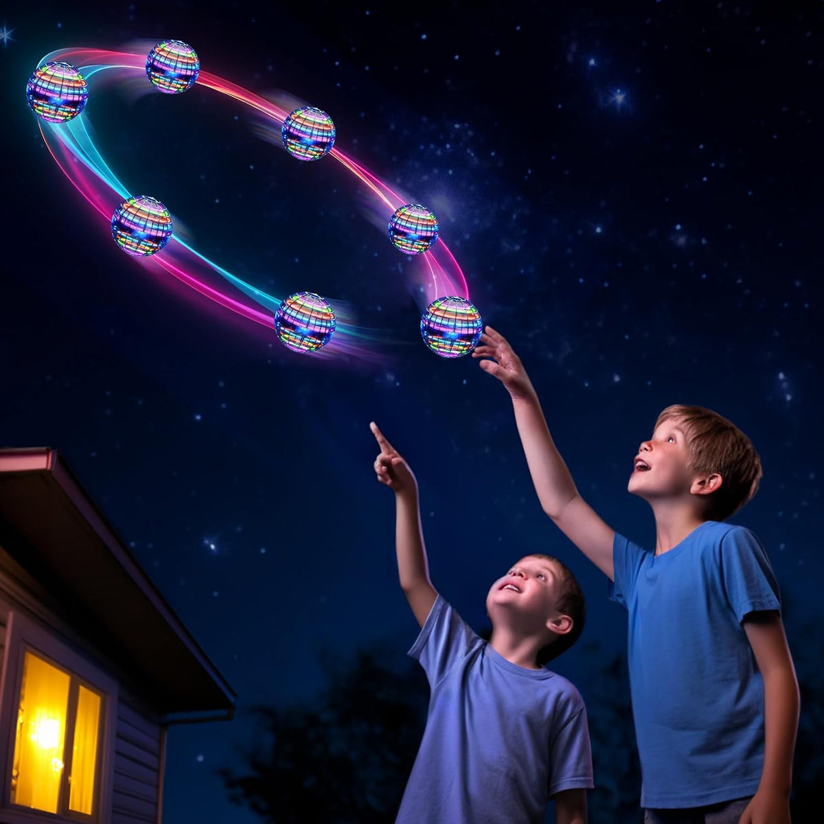 Ivtivfu Flying Orb Ball with Dazzling Lights - Blue - image 3
