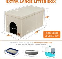 Zerbuger Cat Litter Box Enclosure Furniture for Odor Control – Essentials for Cats - Cream / X-Large - image 2