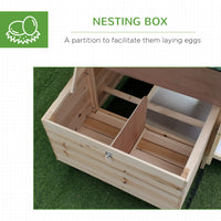 77" Wooden Chicken Coop with Nesting Box, Cute Outdoor Hen House with Removable Tray, Ramp Run, for Garden Backyard, Nat