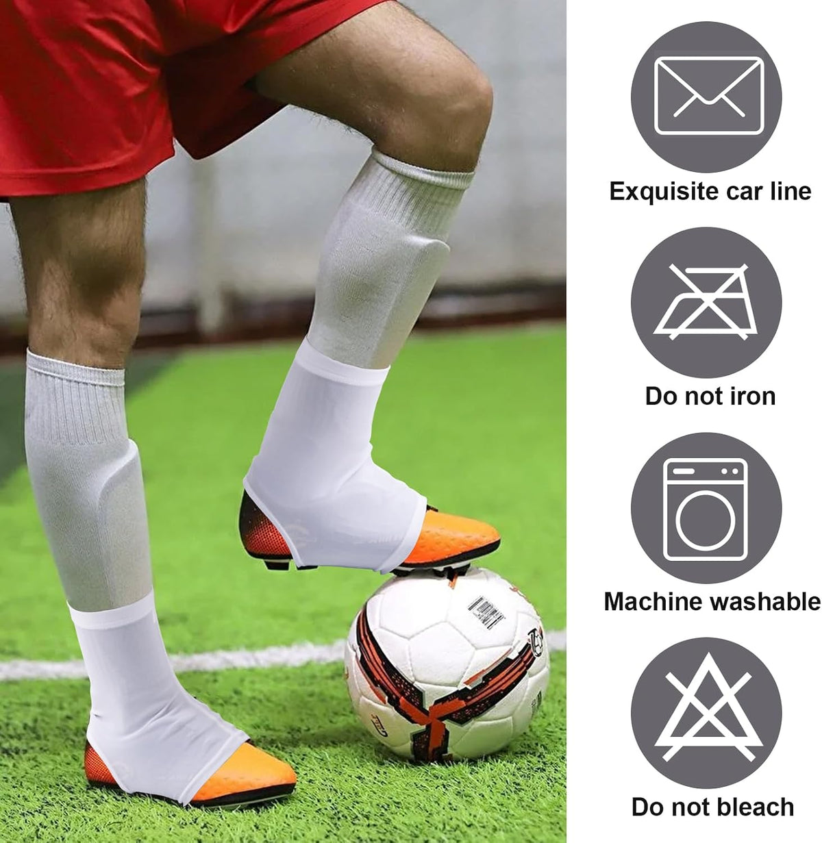 Football Spats Cleat Covers, Youth Boys, Keeps Dirt - White / Medium - image 4