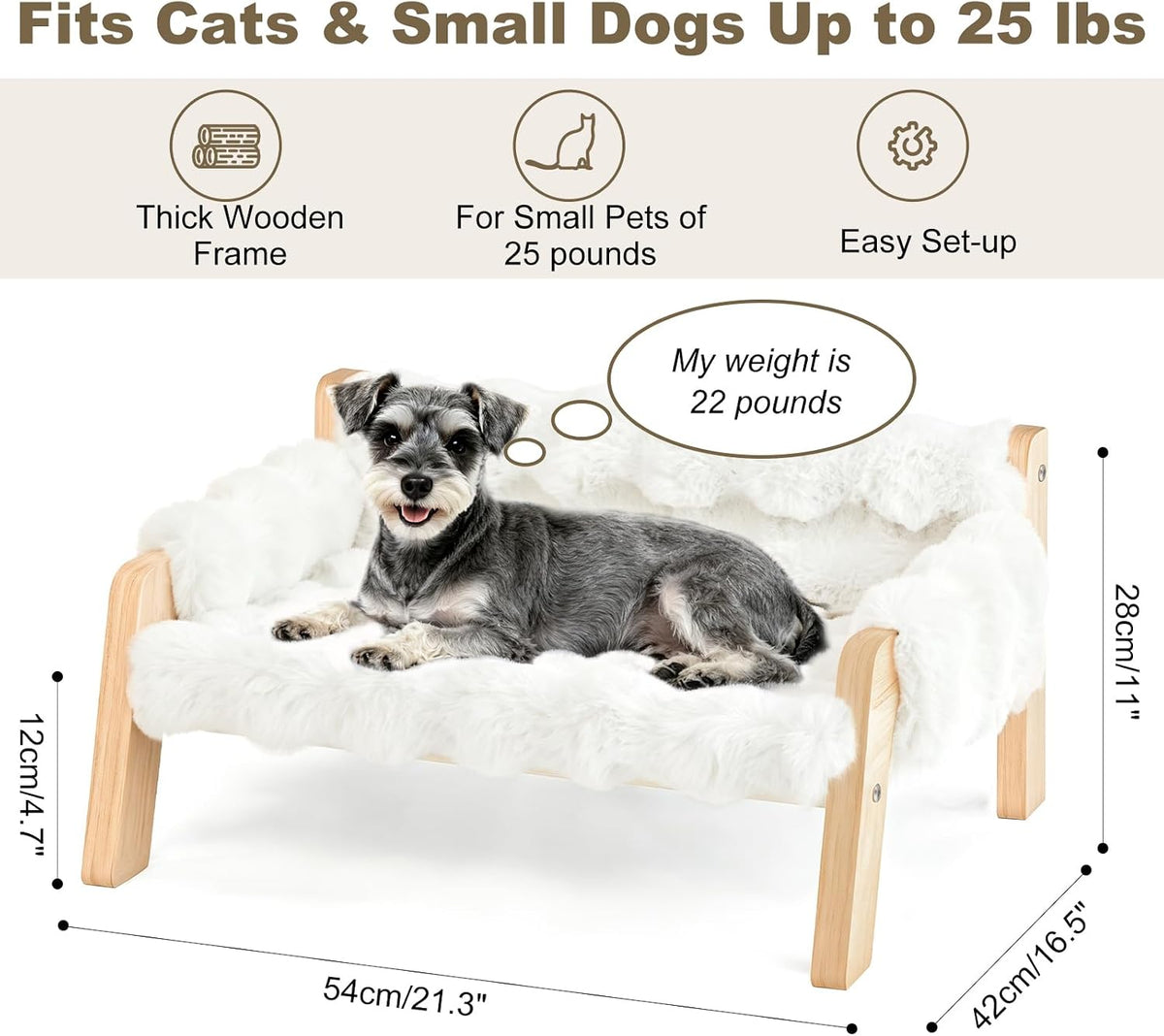 Elevated Cat Couch Bed for Indoor Cats - White - image 2