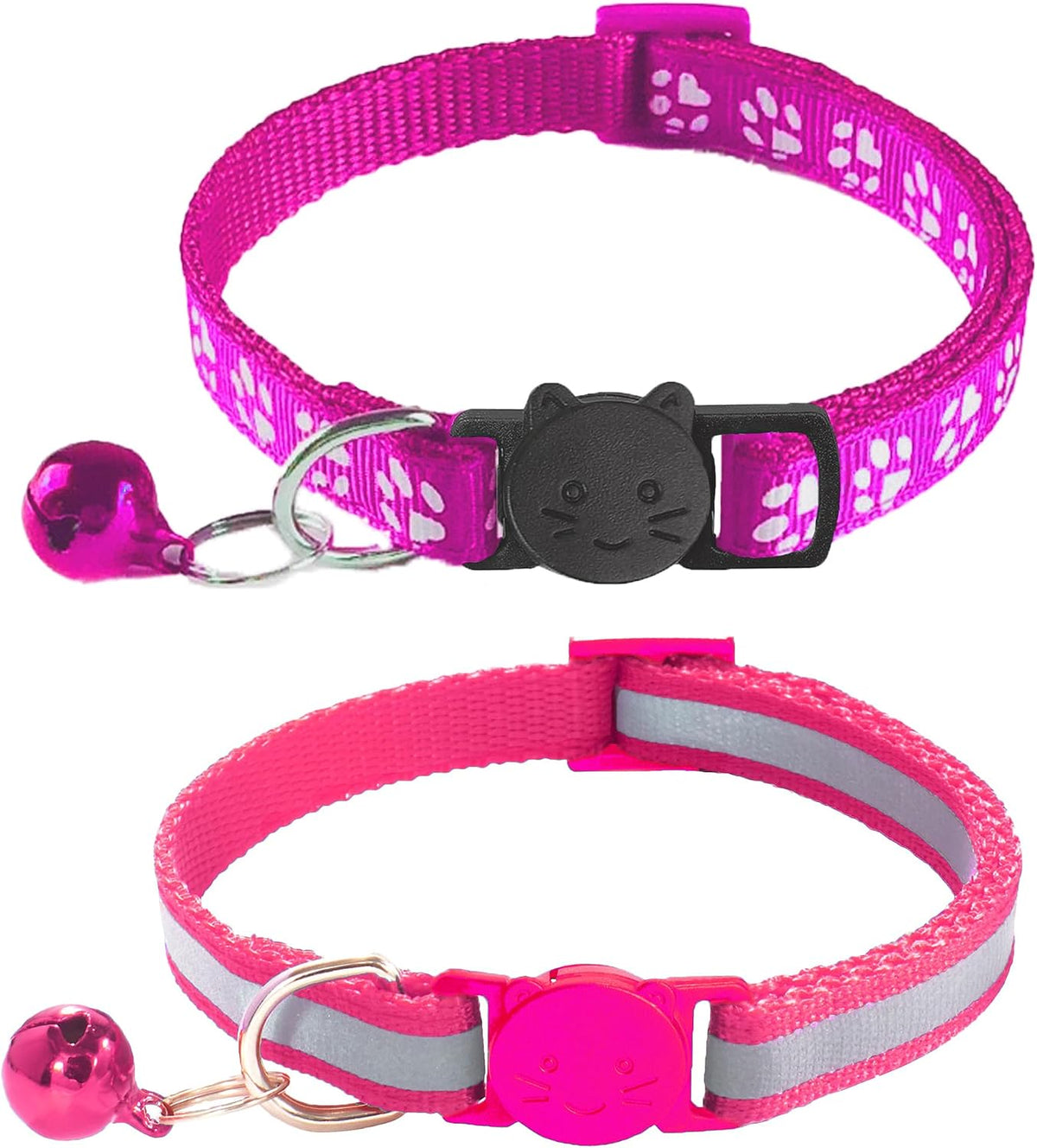 2 Pack Breakaway Cat Collars with Bells - Rose