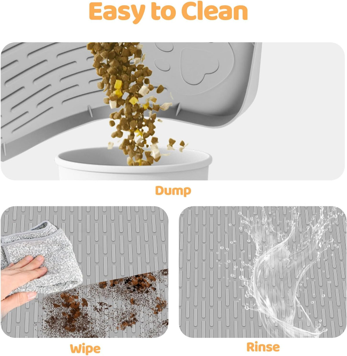 Cat Food Mat Extra Large Silicone Pet Bowl Mat 40''x28'' - Light Grey / 40"L x 28"W - image 3